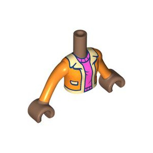 LEGO® Torso Mini Doll Girl Orange Jacket with Tan Collar