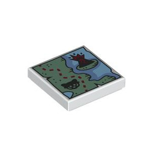 LEGO® Tile 2x2 with Map Coastline with Sand Green Land