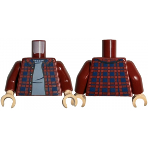 LEGO® Torso Plaid Flannel Shirt Open with Dark Blue Squares