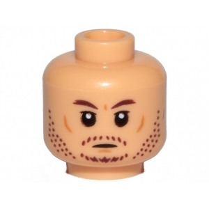 LEGO® Minifigure Head Dark Brown Eyebrows Stubble